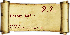 Pataki Kán névjegykártya
